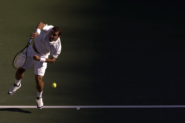 Pete Sampras serves US Open 2002