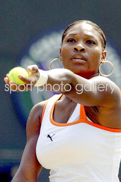 Serena Williams of the USA serves