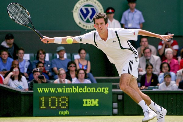 Tim Henman Wimbledon action 2004