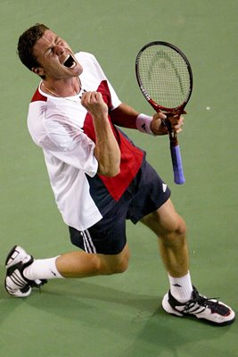 Marat Safin of Russia celebrates 