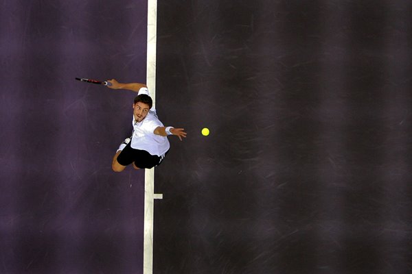 Marat Safin of Russia serves 