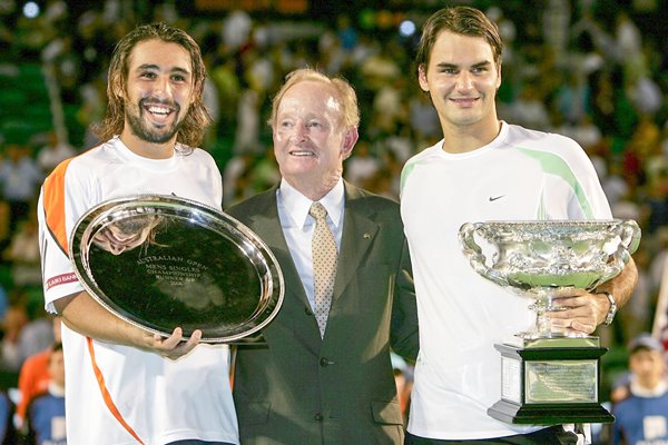 Roger Federer, Rod Laver and Marcos Baghdatis