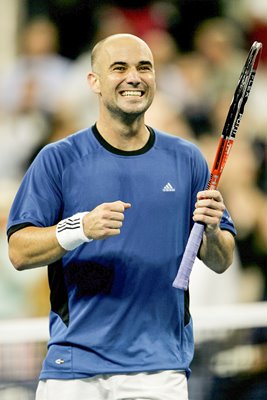 Andre Agassi celebrates US Open 2005
