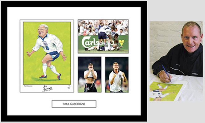 Paul Gascoigne Signed Career Montage - £195