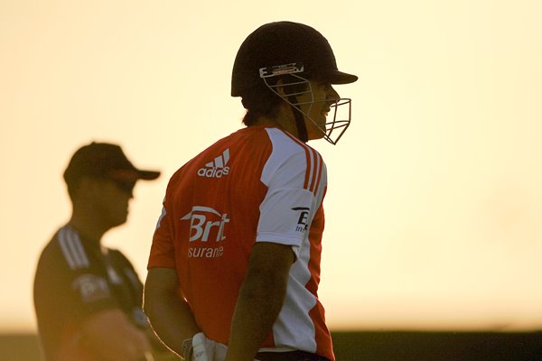 Andy Flower and Alastiar Cook England in UAE 2012