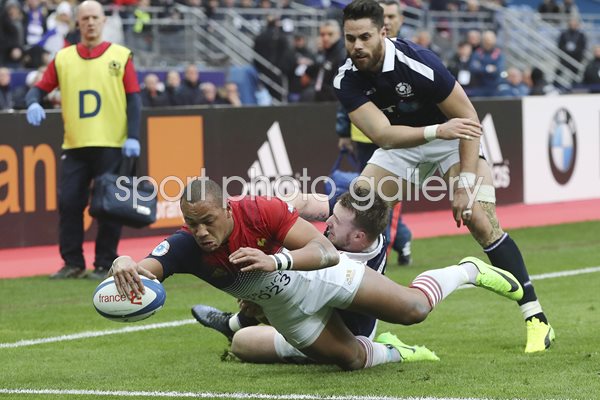 Gael Fickou France scores v Scotland 6 Six Nations 2017
