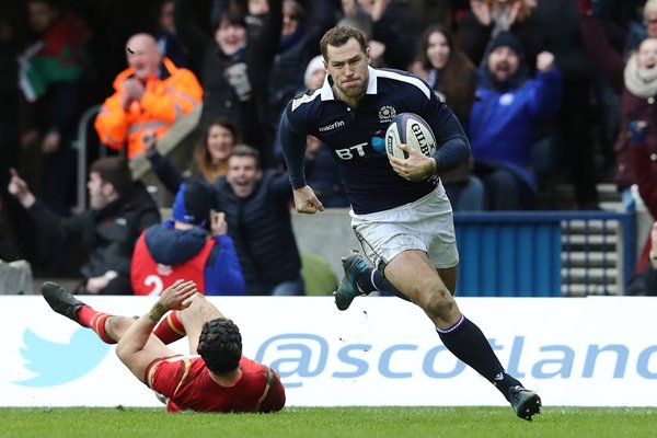 Tim Visser Scotland scores v Wales 6 Nations 2017