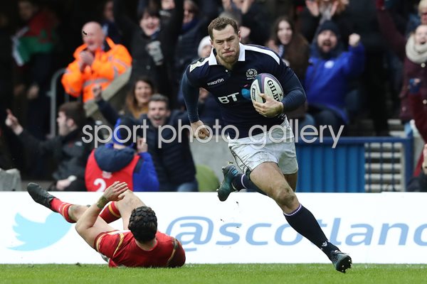 Tim Visser Scotland scores v Wales 6 Nations 2017