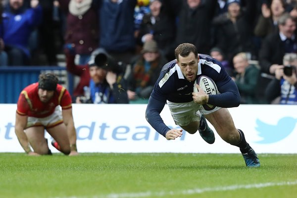 Tim Visser Scotland scores v Wales 6 Nations 2017