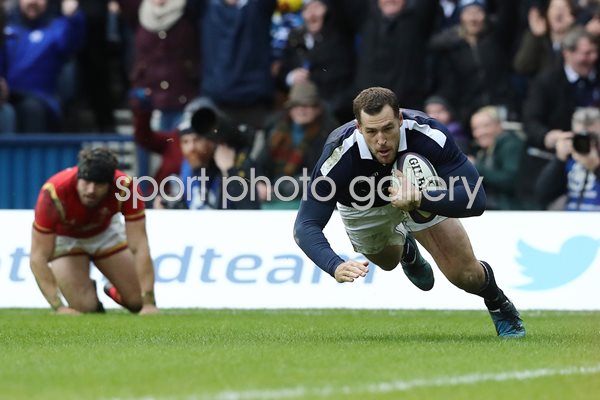 Tim Visser Scotland scores v Wales 6 Nations 2017