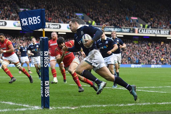 Tim Visser Scotland scores v Wales 6 Nations 2017