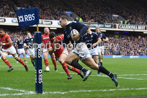 Tim Visser Scotland scores v Wales 6 Nations 2017