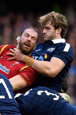 Richie Gray Scotland v Alun Wyn Jones Wales 6 Nations 2017