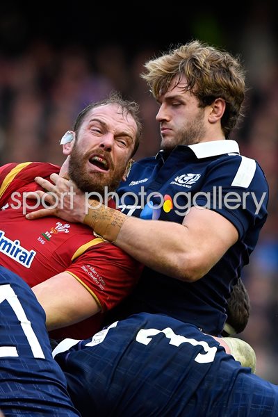 Richie Gray Scotland v Alun Wyn Jones Wales 6 Nations 2017