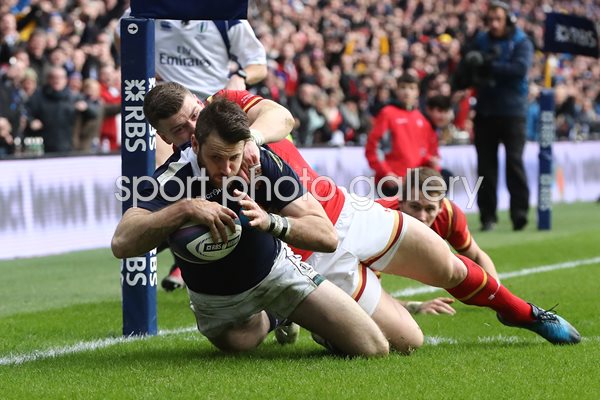 Tommy Seymour Scotland scores v Wales 6 Nations 2017