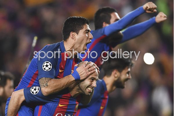 Luis Suarez & Javier Mascherano Barcelona v PSG Champions League 2017