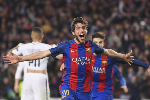 Sergi Roberto scores Barcelona v PSG Champions League 2017