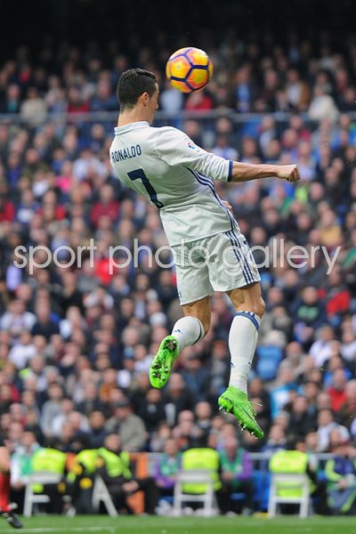 Cristiano Ronaldo Real Madrid heads the ball 2017
