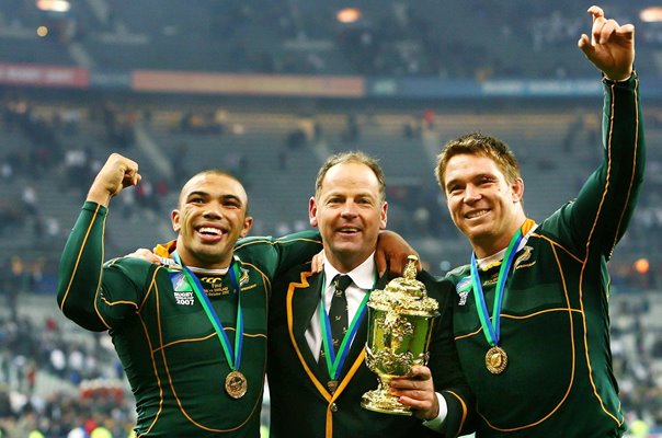 Bryan Habana, South Africa Head Coach Jake White & John Smit 