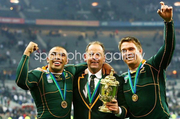 Bryan Habana, South Africa Head Coach Jake White & John Smit 