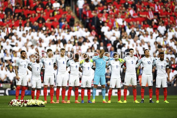 England line up v Lithuania March 2017