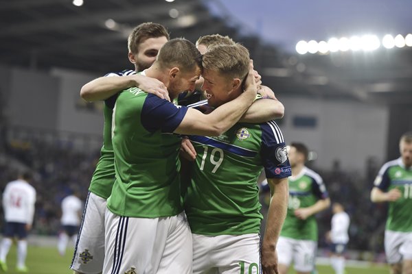 Jamie Ward Northern Ireland celebration v Norway 2017