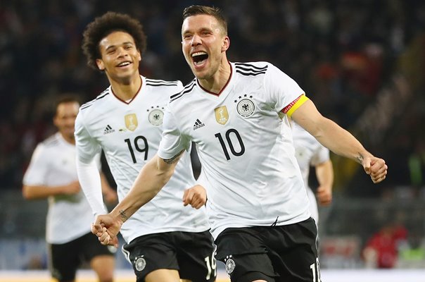 Lukas Podolski Germany scores v England 2017