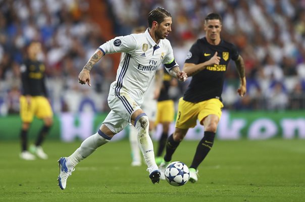 Sergio Ramos Real Madrid v Atletico Champions League 2017