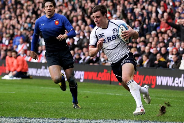 Lee Jones scores try Scotland v France 2012