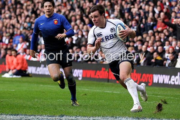 Lee Jones scores try Scotland v France 2012