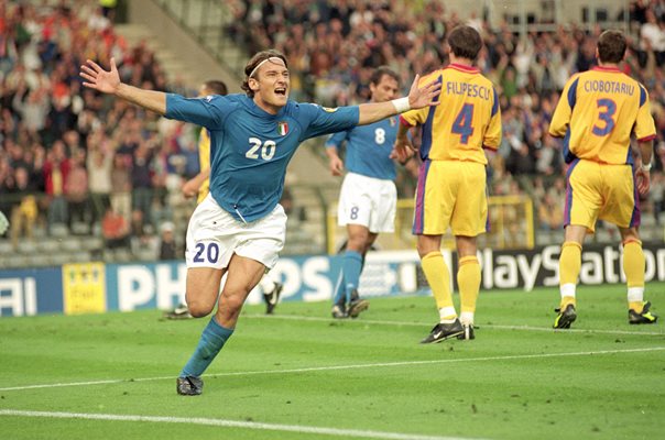 Francesco Totti Italy scores v Romania Euro 2000