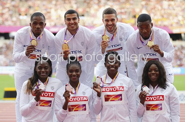 Great Britain Men & Women Sprint Relay World Medalists London 2017