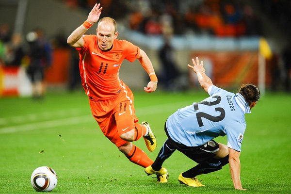 Arjen Robben on the attack for Holland