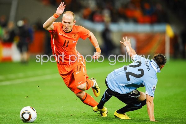 Arjen Robben on the attack for Holland
