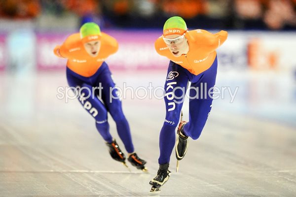 Jorrit Bergsma leads Sjoerd de Vries Speed Skating Worlds 2012