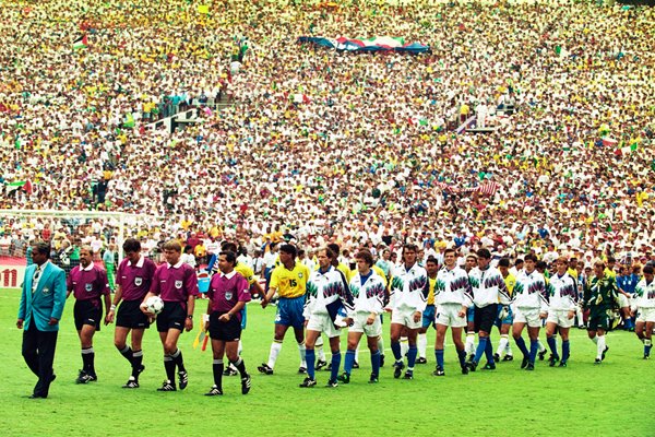 Brazil vs Italy walk onto the field before the final 1994