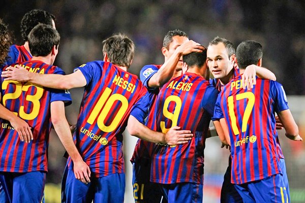 Barcelona players celebrate