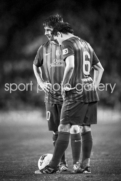  Lionel Messi and Xavi Hernandez Barcelona B&W