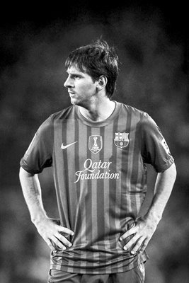 Lionel Messi FC Barcelona Portrait B&W