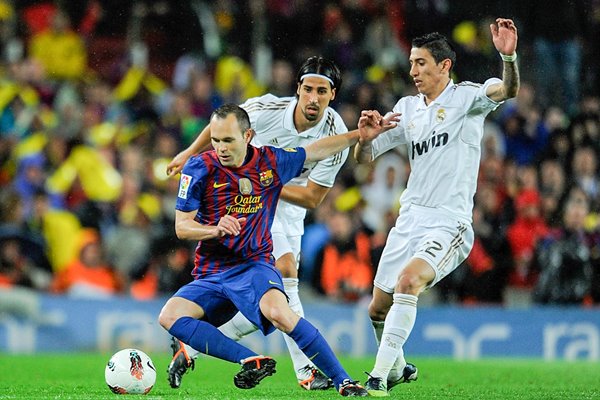 Andres Iniesta, Angel di Maria & Sami Khedira (FC Barcelona v Real Madrid CF)