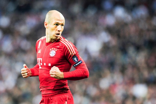 Arjen Robben of Bayern Munich looks on