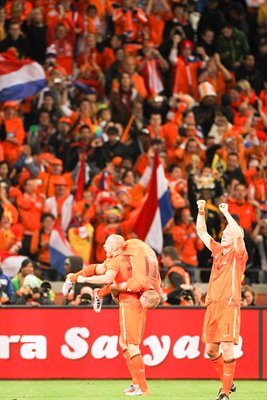 Dutch players and fans celebrate 