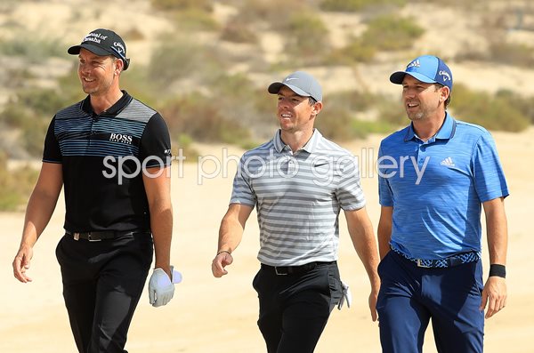 Henrik Stenson, Rory McIlroy & Sergio Garcia Dubai 2018