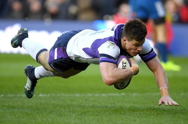 Huw Jones Scotland scores v France Murrayfield Six Nations 2018