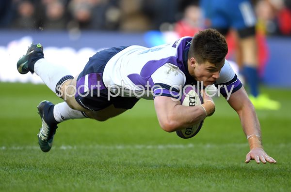 Huw Jones Scotland scores v France Murrayfield Six Nations 2018
