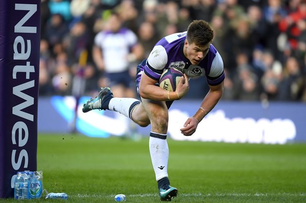 Huw Jones Scotland scores v France Murrayfield Six Nations 2018