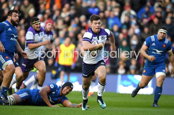 Huw Jones Scotland scores v France Murrayfield Six Nations 2018