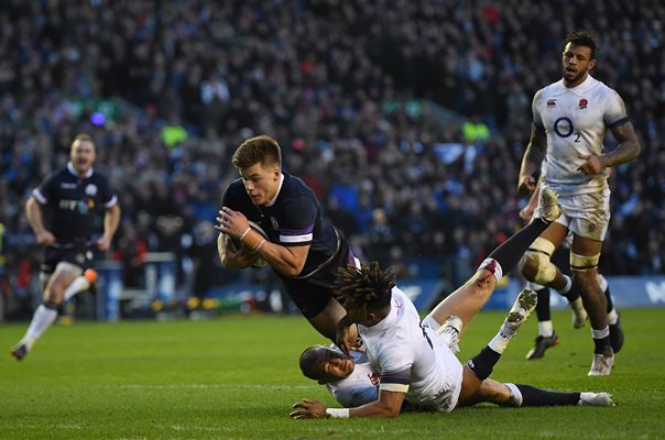 Huw Jones Scotland scores v England Murrayfield 6 Nations 2018