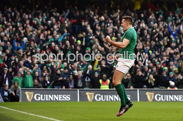 Jacob Stockdale scores Ireland v Wales Dublin 6  Nations 2018
