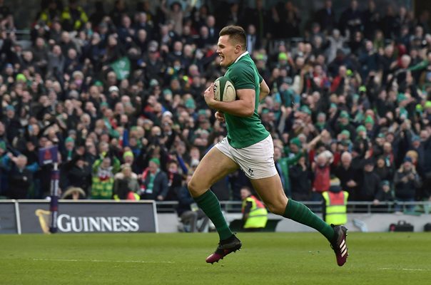 Jacob Stockdale scores Ireland v Wales Dublin 6  Nations 2018
